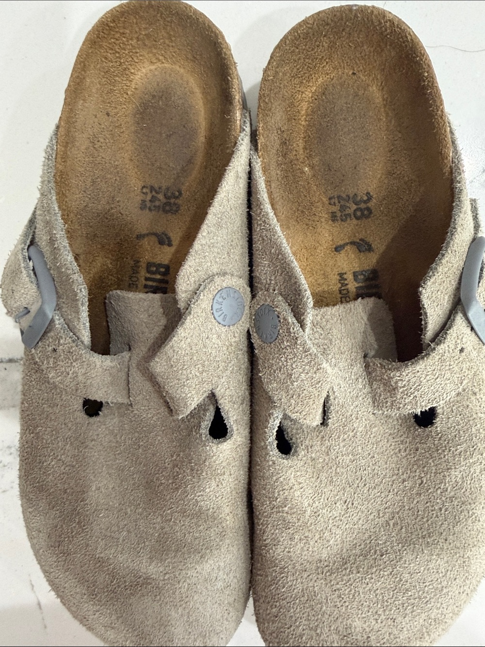 Birkenstock Suede Clog Mule in Taupe/Grey 38-7-7.5 W Men 5-5.5 - Picture 14 of 16